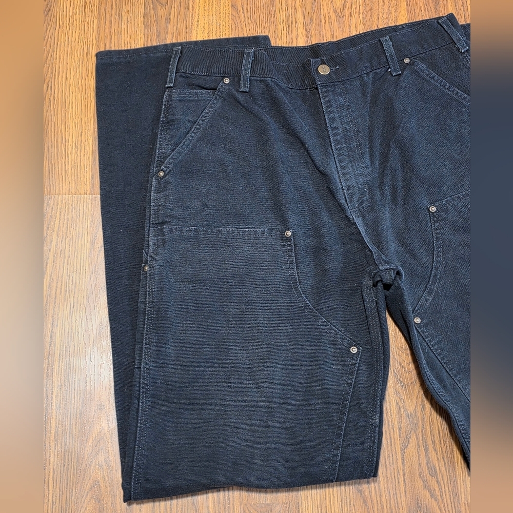 Men’s Carhartt B136 BLK Dungaree Fit Canvas Carpenter Pants 34x36 USA 90s A96 - Picture 3 of 13